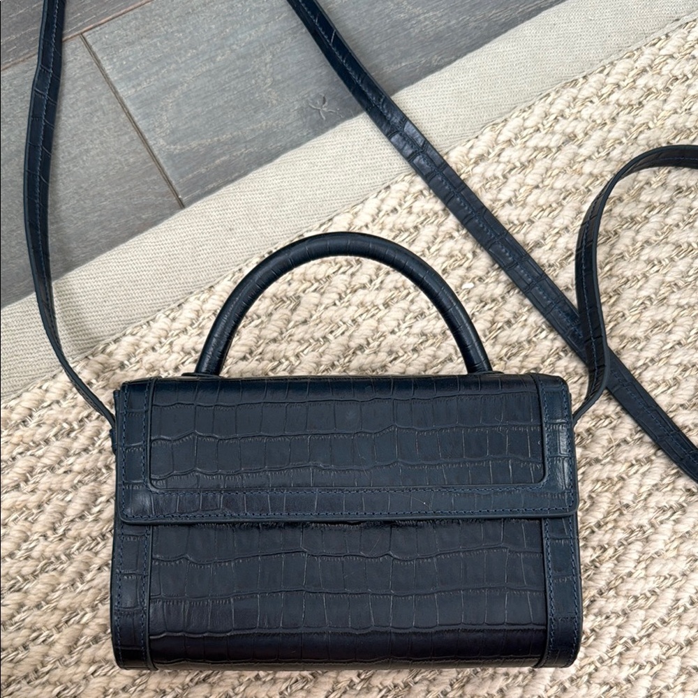 Neely & Chloe Navy Croc-Embossed Bag